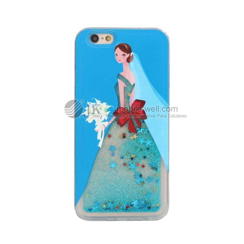 Fashion liquid quicksand dress Girl TPU soft phone case for Samsung Iphone 57 6G azul 12
