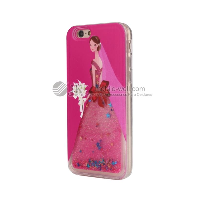 Fashion liquid quicksand dress Girl TPU soft phone case for Samsung Iphone 58 6G fucsia 1 2