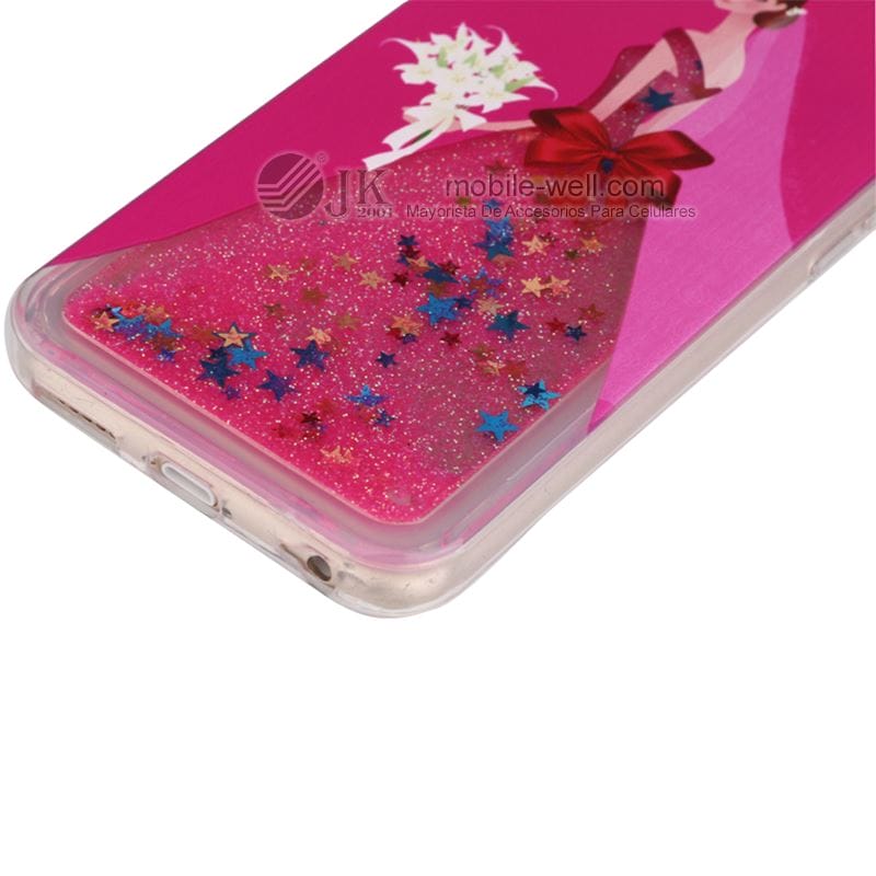 Fashion liquid quicksand dress Girl TPU soft phone case for Samsung Iphone 60 6G fucsia 3 1