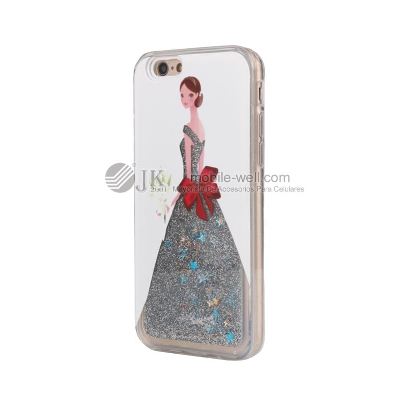Fashion liquid quicksand dress Girl TPU soft phone case for Samsung Iphone 75 6G plata 1 13