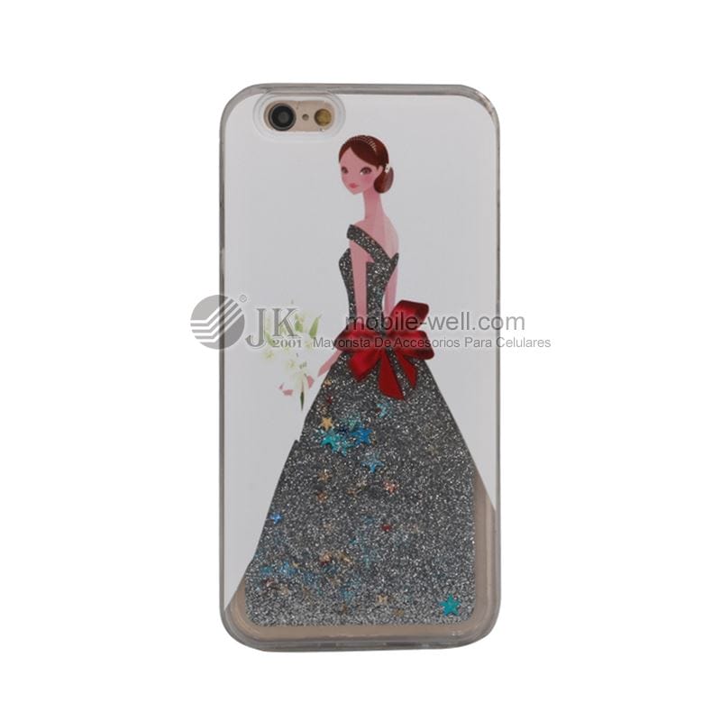 Fashion liquid quicksand dress Girl TPU soft phone case for Samsung Iphone 76 6G plata 28