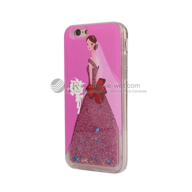 Fashion liquid quicksand dress Girl TPU soft phone case for Samsung Iphone 77 6G rosado 1 7
