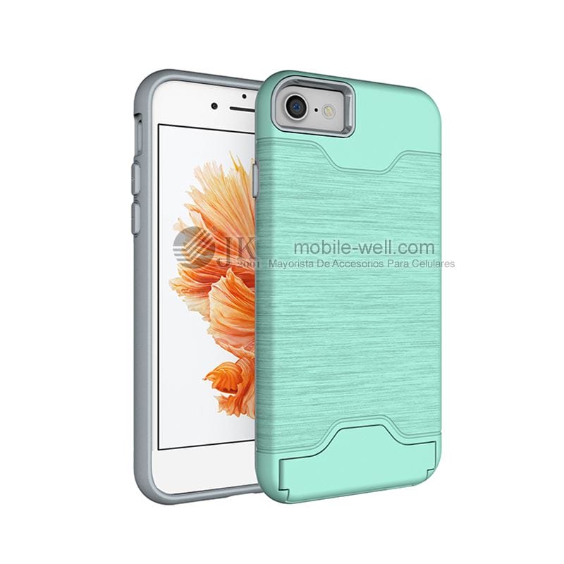 Hot sale dual layer hybrid protective case with card slot for Galaxy S7 31 IP7 verde 13