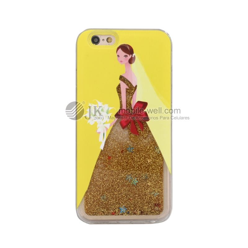 Fashion liquid quicksand dress Girl TPU soft phone case for Samsung Iphone 82 amarillo 2