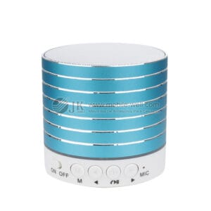 Portable mini bluetooth speaker with blue fabric design