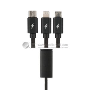 3 in 1 tough nylon braided sync data cable for mobile charging