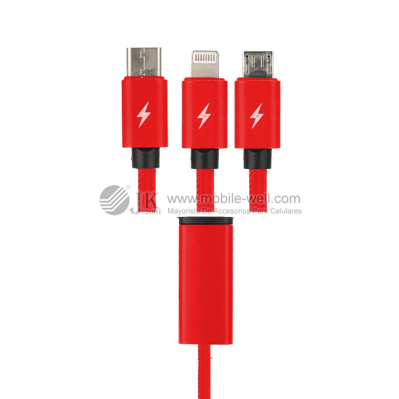 3 in 1 tough nylon braided sync data cable for mobile charging 25 08 3