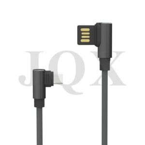 Cable de datos trenzado de algodón con diseño de codo 2.0A para micro V8