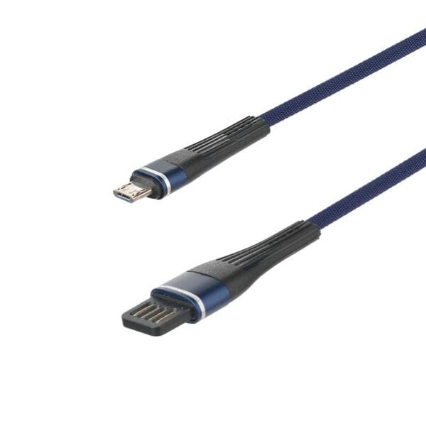 2.2A flat USB cable in cotton with double face relief tension