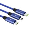 Cable USB 3 en 1 con carga rápadia y sincronización de datos en trenzado algodon 15 3