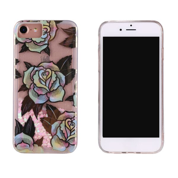 Top quality plating graphic TPU+PC liquid glitter floating protector case