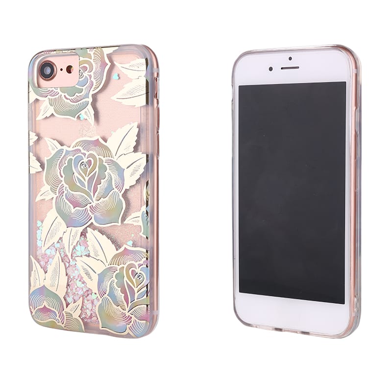 Top quality plating graphic TPU+PC liquid glitter floating protector case 19 04 11