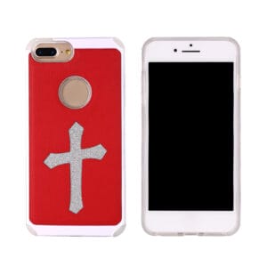 Lightweight full cover PU+PC+TPU cell phone case with cross pattern design