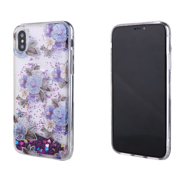 Newest laser +plating graphic TPU+PC liquid glitter floating protector case