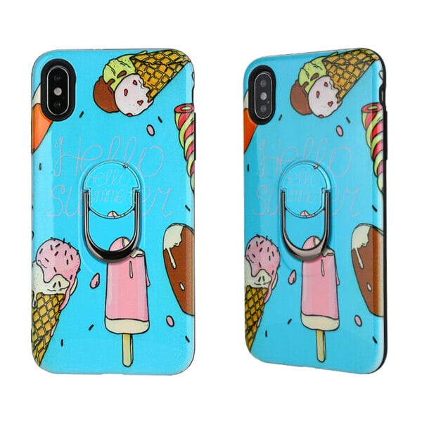 Anti-roto funda TPU+PC  en dibujo con anillo metal de soporte 360