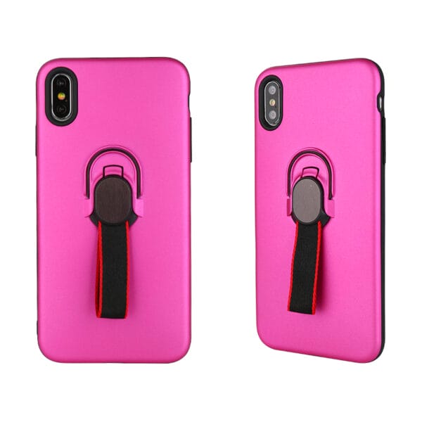 Fundas magnéticas de goma para PC + TPU con cuerda de anillo de dedo