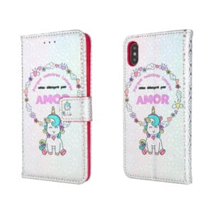 Lujo laser efecto cubierta caja de teléfono móvil  de magnetica Flip PU cuero  con diseño