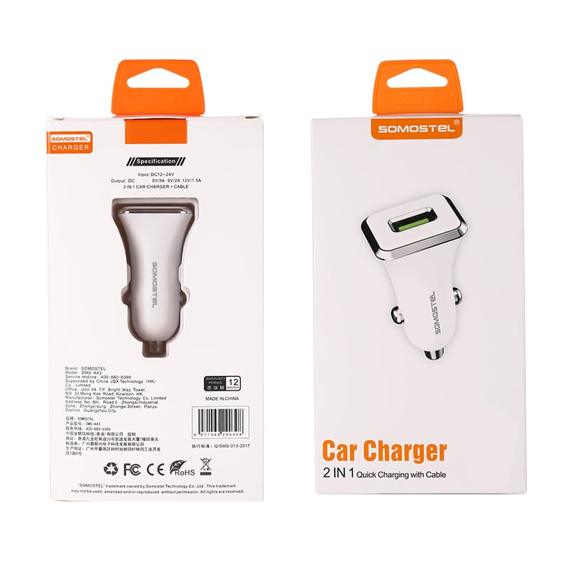 Mayoreo QC3.0 CARGADOR DE AUTO DE CARGA RÁPIDA CON CABLE 2 Mayoreo QC3.0 CARGADOR DE AUTO DE CARGA RÁPIDA CON CABLE - Imagen 2