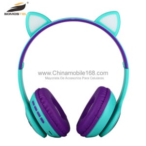 Auriculares LED RGB Cat Ear Con Cuerno Magnético Negro