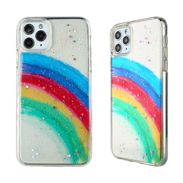 Funda Transparente TPU+PC Con Dibujo Epoxy De Arco Iris para iPhone11/11Pro/11ProMax