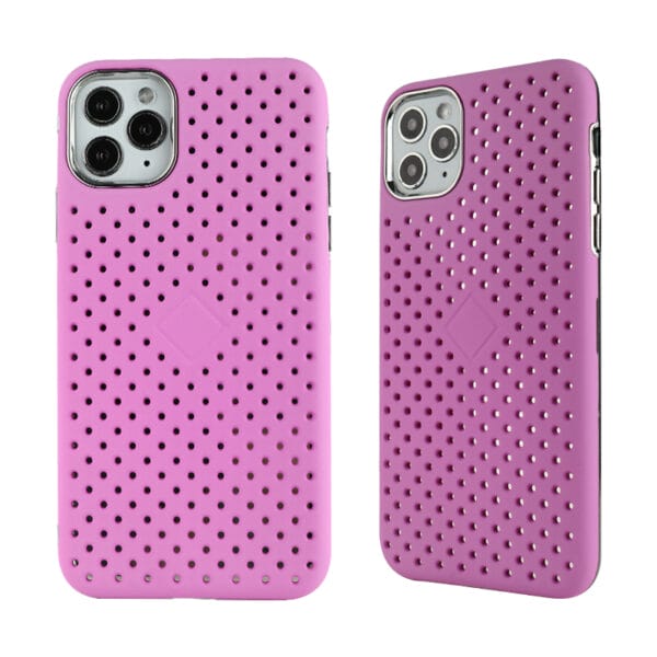 Funda En Color Galvanoplastio Y Inyección Con Diseño Malla Y Soporte Invisible Para iPhone12