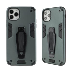 Funda Anti-Choque TPU+PC Único Color En Diseño Malla Con Soporte Pelgable Y Anillo De  Cinturón