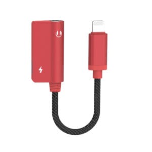 Adaptador de auriculares para iPhone, Lightning a 0.138 in adaptador de conector de auriculares de doble puerto