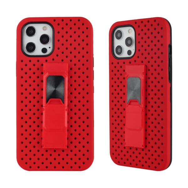 Funda TPU+PC En Hueco De Malla Con Soporte Invisible Para iPhone12/iPhone12Pro