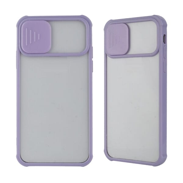 Fundas TPU + Arcylic transparente de protección de la cámara deslizante para iPhone12/12mini