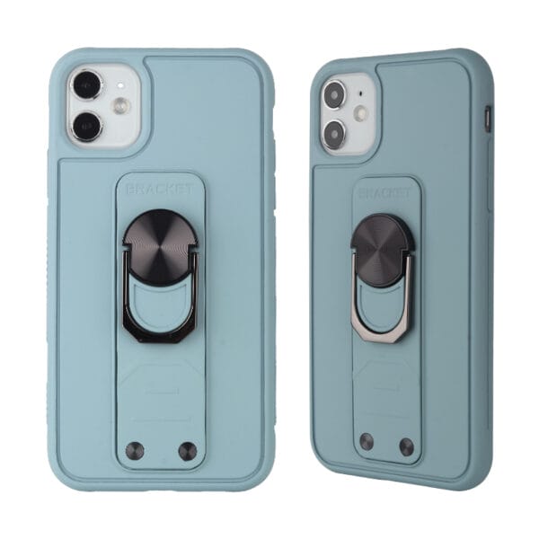 Funda Superficie De Goma TPU+PC 2 En 1 Serie Shield  Con color Sólido Y Anillo De Soporte Para iPhone12