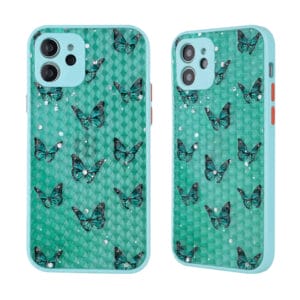 Wholesale TPU+Acrylic Case in Diamond Grain Design with Butterfly Drawing