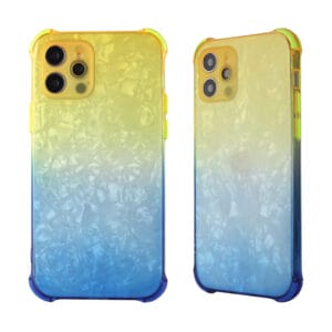 Mayoreo cases de celulares de papel shell + TPU anti-caída colorido degradado para iPhone12/12mini