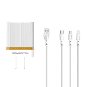 SMS-A105 2.1A silver / gold usb charger + usb cable