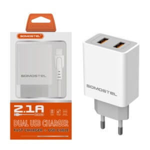 SMS-A106 Dual USB 2.1A Travel Charger with EU/US Plug
