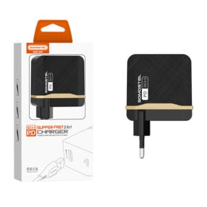 SMS-Q05 2 port 18W PD + QC3.0 usb charger with data cable