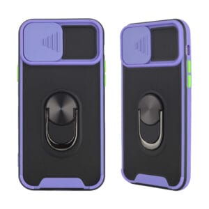 Funda Protección De Lente Deslizante Anti-Choque TPU+PC Con Bordes Color Y Anillo De Soporte para iPhone13/13Pro