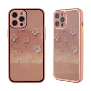 Carcasa  de cristal orgánico para  iPhone 12 Mini, 12/12 Pro, 12 Pro Max con diseño, color rosado
