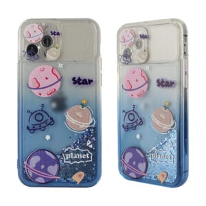 Carcasa para iPhone 12 protección de lente deslizante con purpurina brillante degradado