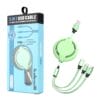 2.4A Multi 2.4A retractable fast charge cable, 3-in-1 USB charging cable for IP/Type-C/Micro-USB 12 06 7