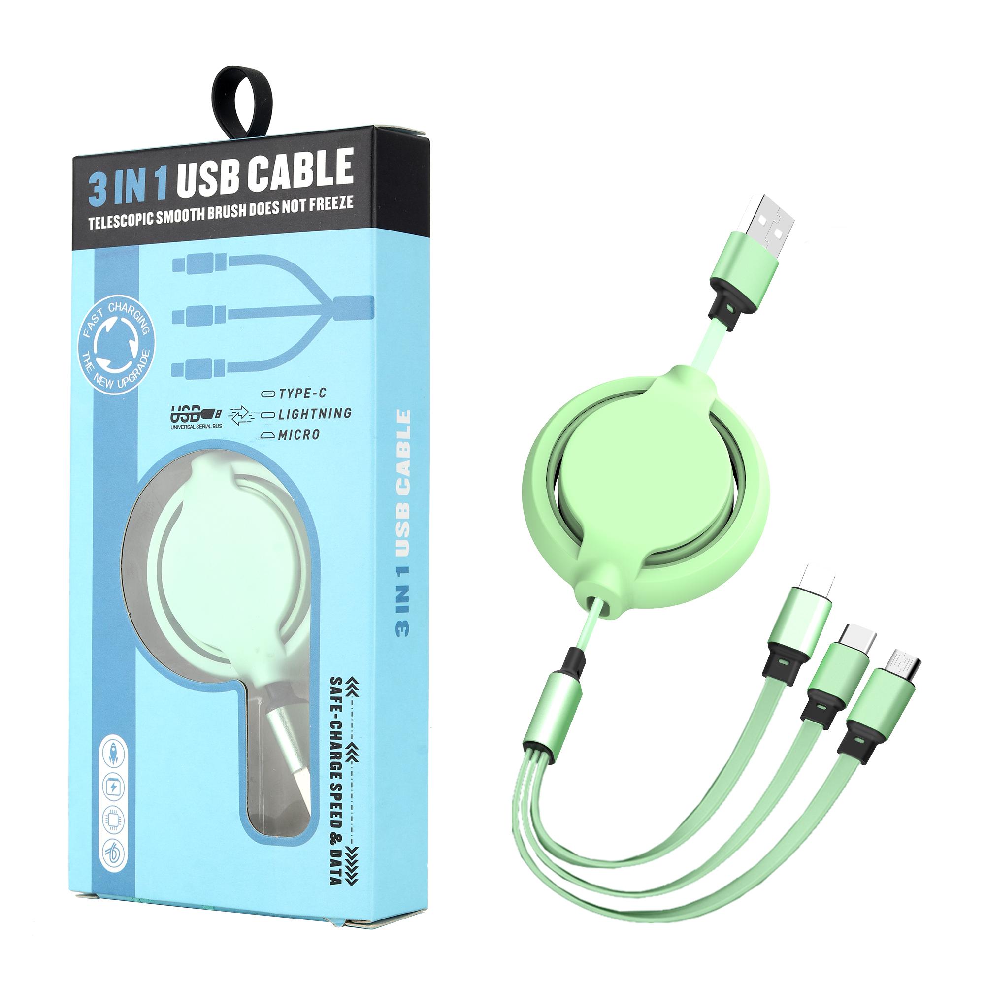 2.4A Multi 2.4A retractable fast charge cable, 3-in-1 USB charging cable for IP/Type-C/Micro-USB 6 2.4A Multi 2.4A retractable fast charge cable, 3-in-1 USB charging cable for IP/Type-C/Micro-USB - Image 6