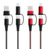 4 en 1 USB C/USB A a USB C/Micro USB PD 60W Nylon trenzado múltiple USB Cable