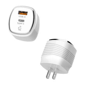 5V2.1A Charger USBA+USB C 10W Fast Charger Adapter with Blue LED