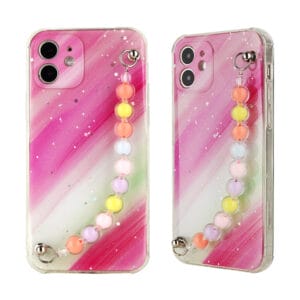 TPU+Acrylic Anti-Drop Case In Epoxy Pattern With Cute Bracelet Chain