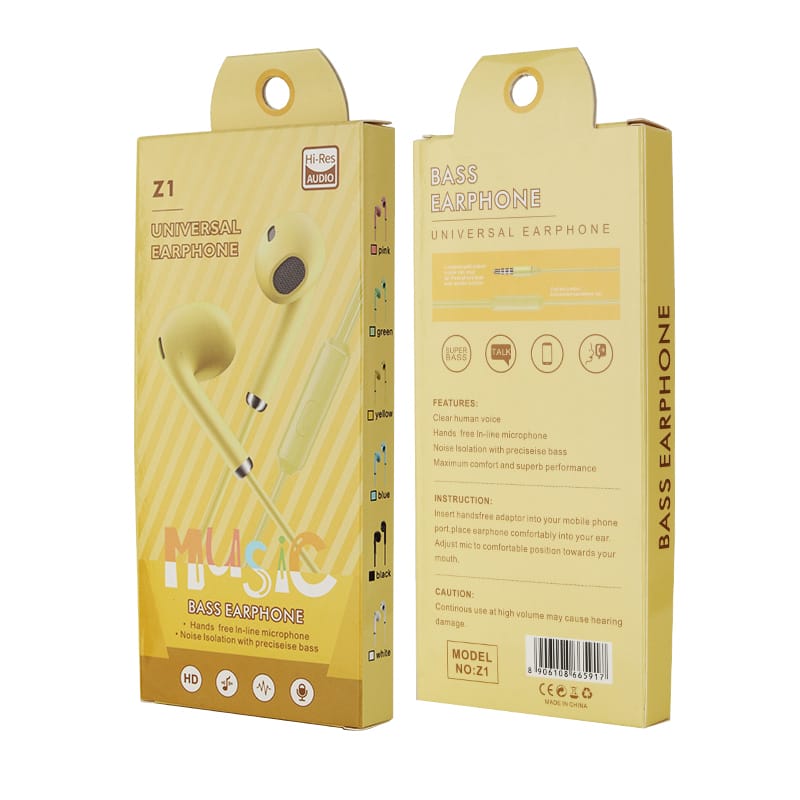 Z1 headphones with I-shaped 3.5mm interface with remote control and microphone, with packaging box 4 Z1 headphones with I-shaped 3.5mm interface with remote control and microphone, with packaging box - Image 4