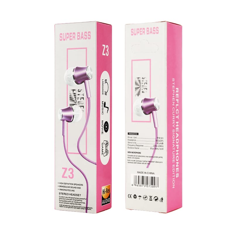 Z3 headphones with I-shaped 3.5mm interface with remote control and microphone, with packaging box 3 Z3 headphones with I-shaped 3.5mm interface with remote control and microphone, with packaging box - Image 3