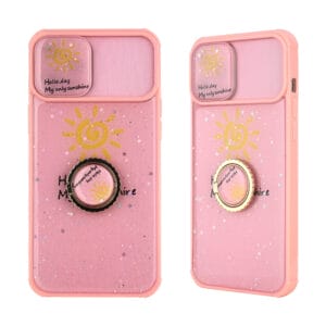 Funda TPU+PC Con con Dibujo Epoxy y Cubierta De Cámara Deslizante  y Soporte para Anillos