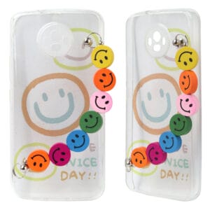 TPU transparent imd case with colorful drawing design and cute flower bracelet chain
