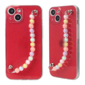 TPU carcasa  transparente de imd con diseño de dibujo colorido y  linda cadena de pulsera de flores