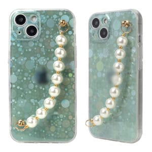 TPU carcasa transparente de imd con diseño de laser y linda cadena de pulsera de flores