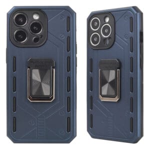 2-in-1 Solid Color Oil Injection Protective Case with Magnetic Ring